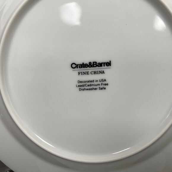 Crate & Barrel Rafia Blue White Waves Wavy Salad Plates Lead Cadmium Lot of 2 - Picture 9 of 9